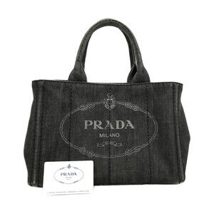 Prada Denim City Calf Bag Navy Blue denim tote bag